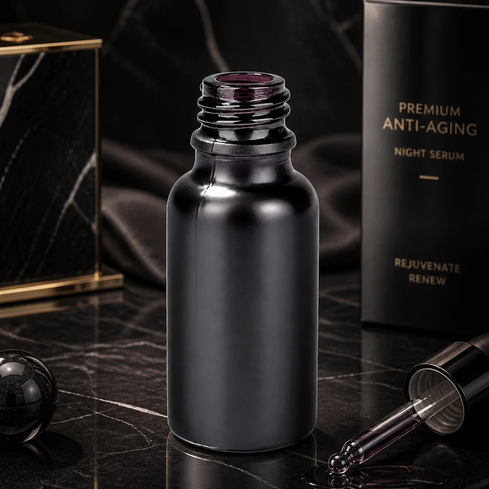 Flacone da 20 ml per farmacia BlackLine UT18/20 UNiTWIST Flacone contagocce professionale da 20 ml BlackLine UT18/20 per un dosaggio preciso dei prodotti di cura