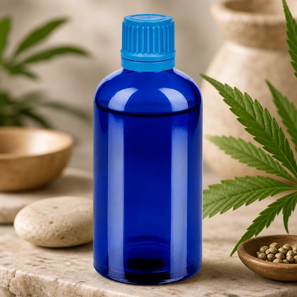 100ml Flasche 11mm Schraubverschluss blau Originalitätsverschluss BlueLine UT18/100 Sterile 100ml blaue Glasflasche mit Erstöffnungsschutz ideal für pharmazeutische Anwendungen