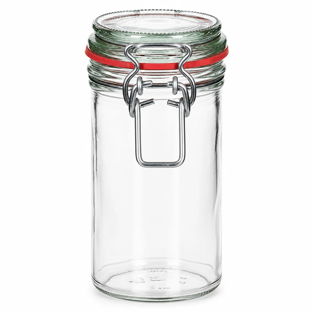 Bocal de conservation de 272 ml, type G, avec bouchon à clip UN.. 272ml Vorratsglas mit Bügelverschluss und roter Dichtung - transparentes Einmachglas für Küche und Vorratshaltung