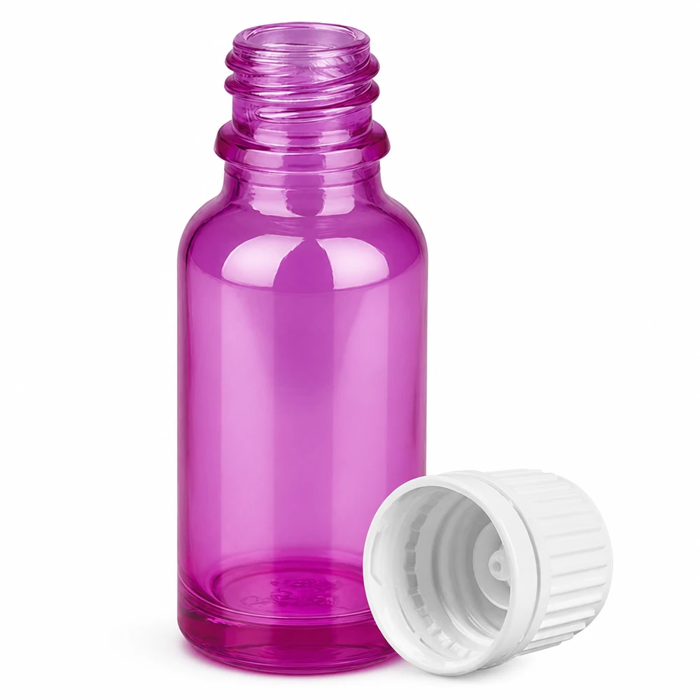 20ml Flasche 11mm Schraubverschluss weiss Originalität Schraubverschlusserschluss PurpleLine UT18/20 20ml Purple Line Glasflasche mit weißem Originalitätsverschluss für Labor und Apotheke