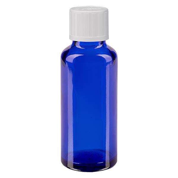 Apothekenflasche blau 30ml Tropfverschluss weiß Kindersicherung Standard