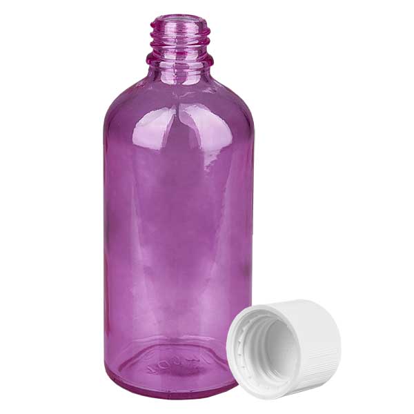 100ml Flasche 11mm Schraubverschluss weiß Standard Kindersicher PurpleLine. UT18/100