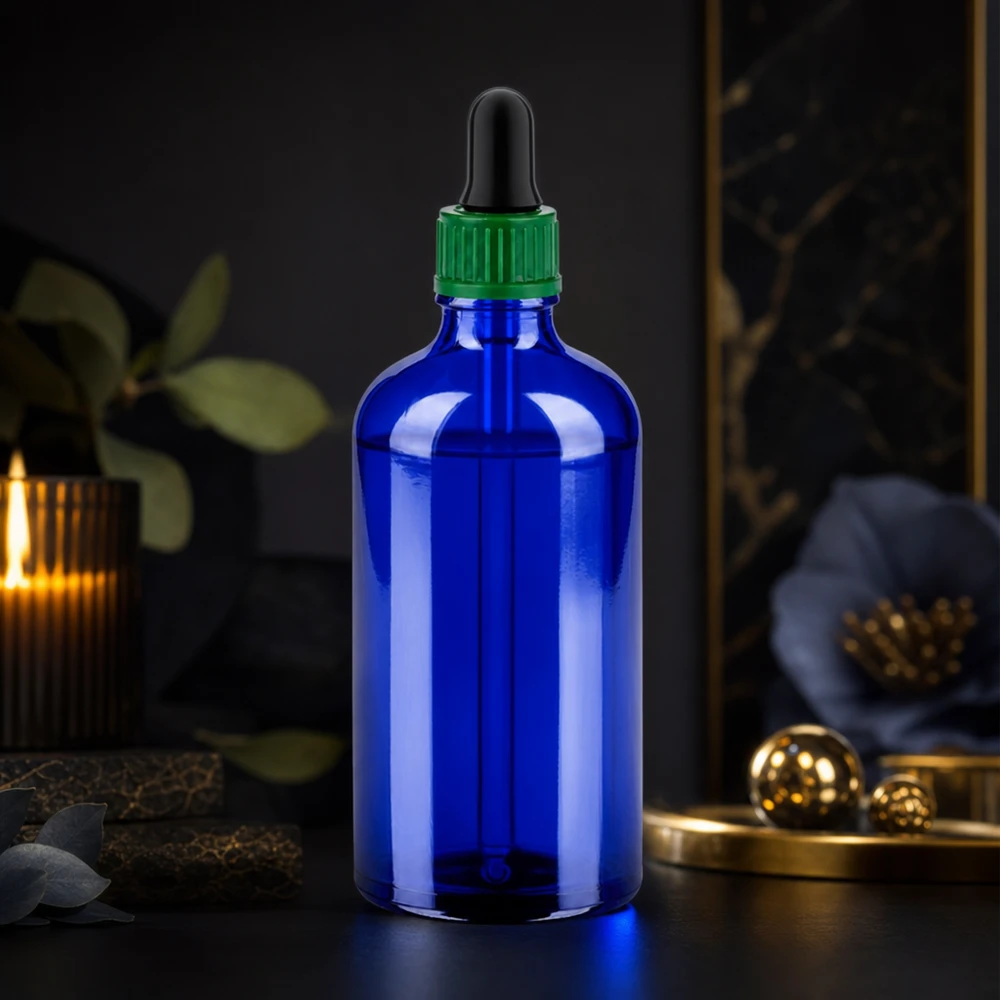 Bottiglia da 100ml 11mm SV verde STD BlueLine UT18/100 Bottiglia in vetro da laboratorio da 100 ml con tappo contagocce per misure e test scientifici
