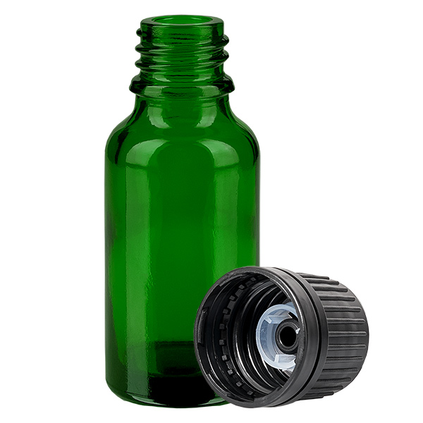 20ml Globuliflasche 8mm Giessring schwarz Originalitätsverschluss GreenL. UT18/20
