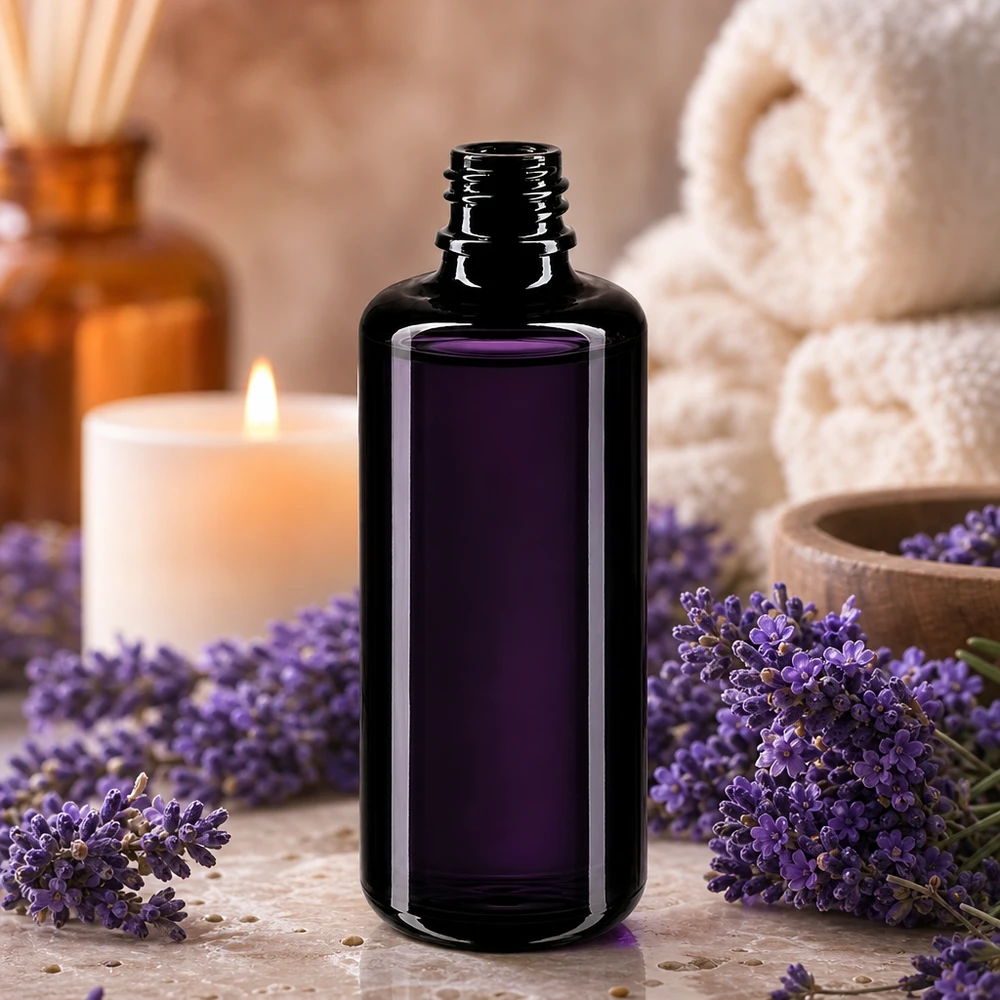Violettglas Flasche 100ml DIN 18 (Mironglas) Miron Violettglas Flasche Orion 100ml mit lichtfilternden Eigenschaften für Naturkosmetik