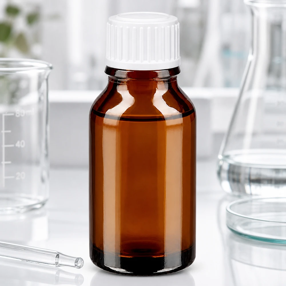 Apothekenflasche braun 15ml Tropfverschluss weiß 0.8mm Standard Lichtgeschützte Apothekerflasche 15ml braun weißer Tropfverschluss Glaslabor