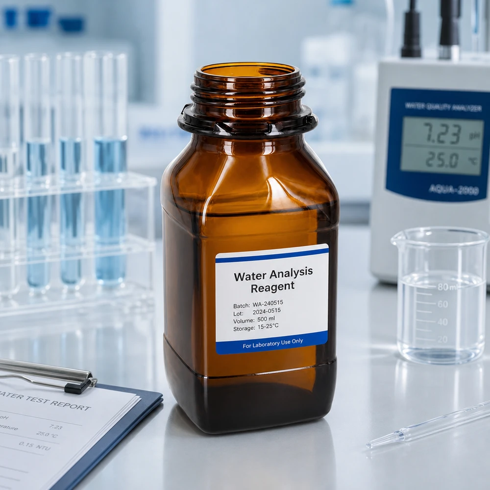 Flacon de laboratoire précis de 500 ml avec bouchon à vis pour une conservation sûre des réactifs