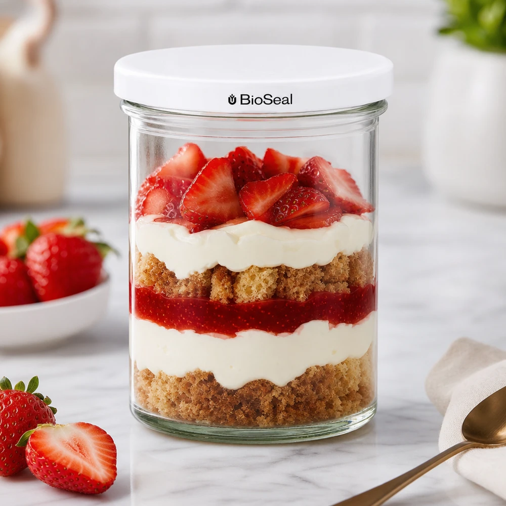 I tumbler UNiTWIST da 435 ml con dessert a strati di fragole e frutti di bosco freschi mostrano la presentazione creativa del dessert