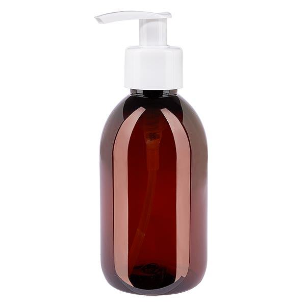 PET Flasche 250ml mit Dispenserpumpe weiß