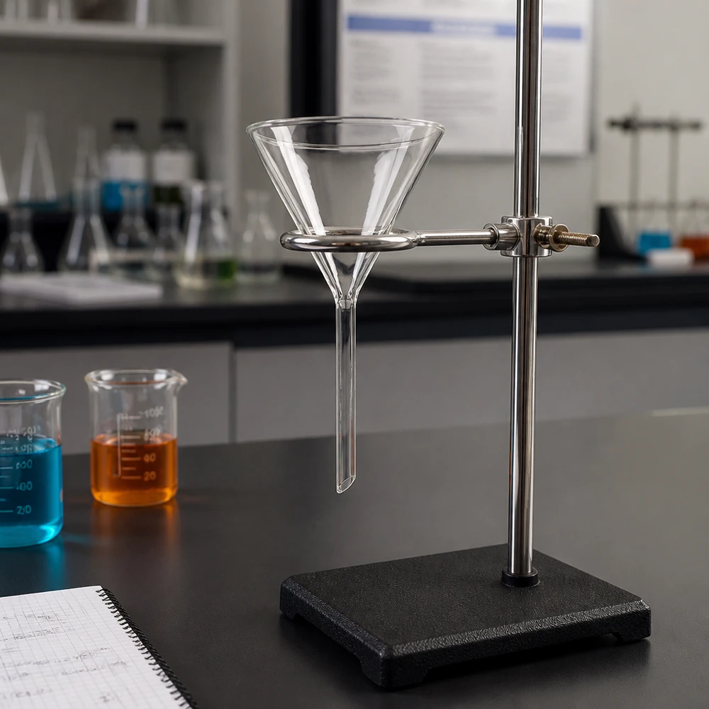 Imbuto da laboratorio di precisione, diametro 80 mm, in vetro sodico-calcico resistente agli agenti chimici, per un utilizzo sicuro