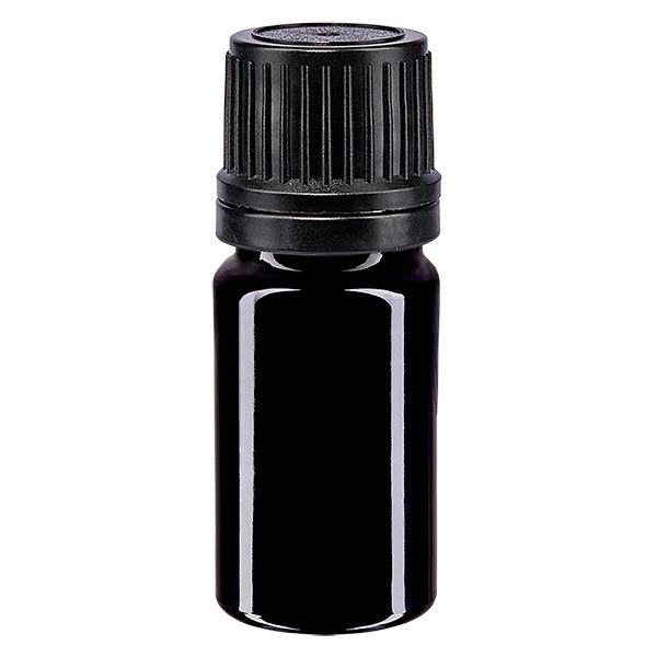 Apothekenflasche violett 5ml Tropfverschluss Giessring 1mm schwarz Originalitätsverschluss