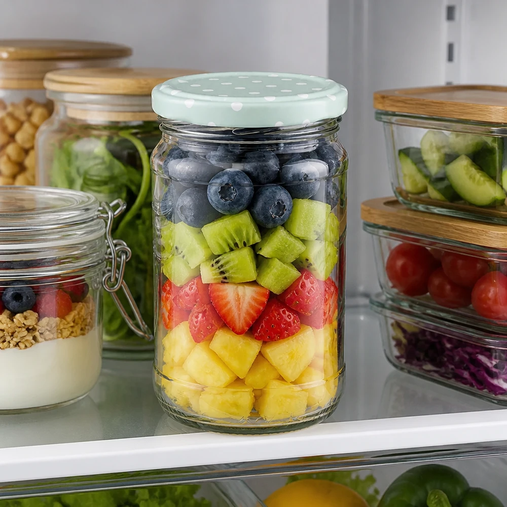 370ml UNiTWIST Rundglas mit mintgrünem BasicSeal Deckel ideal für Meal Prep und Frischhaltung