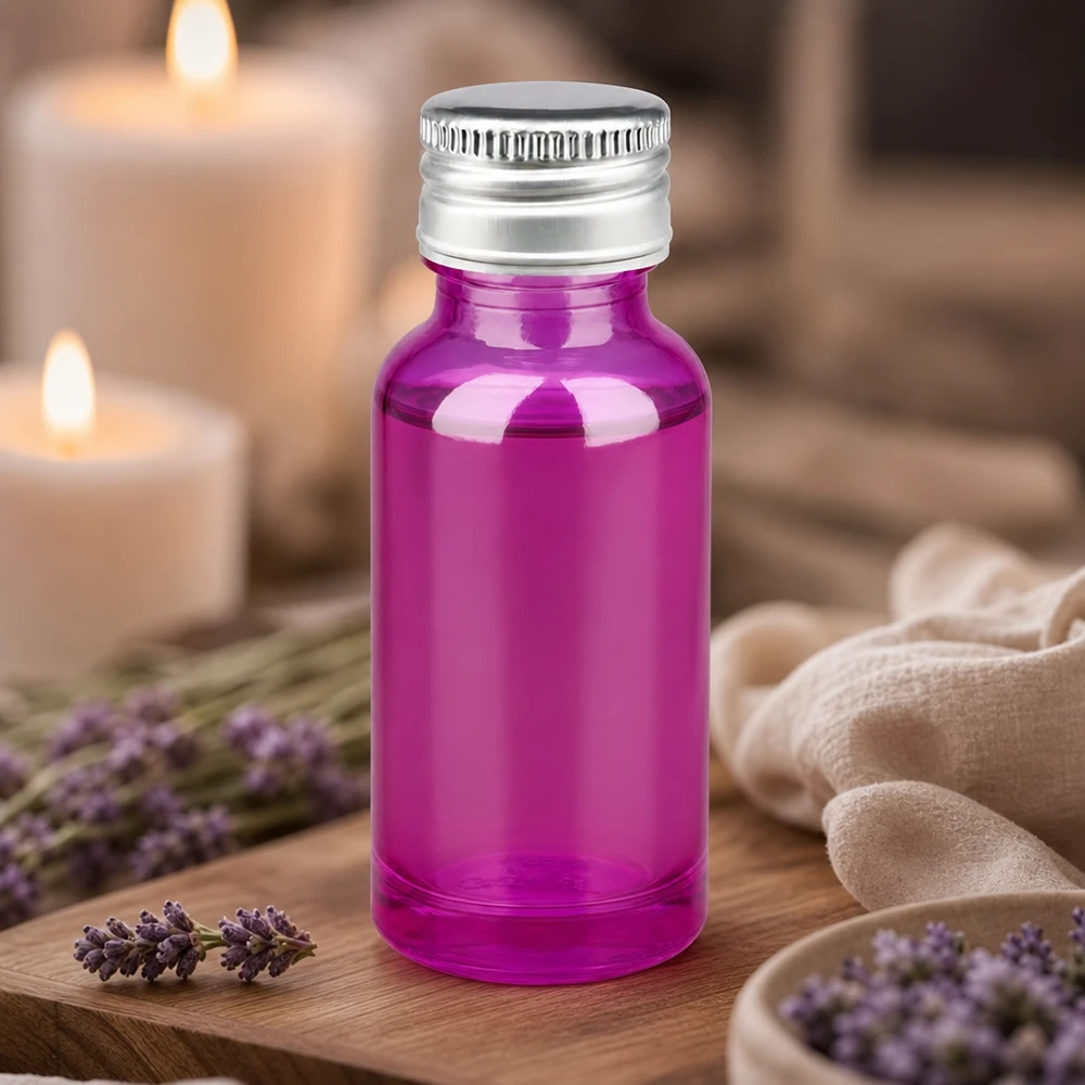 20ml Flasche 11mm Schraubverschluss Alu-Silberer Standard PurpleLine.UT18/20 Stilvolle 20ml Glasflasche in Purple mit matt-silbernem Alu-Verschluss für professionelle Nutzung