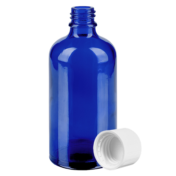 100ml Flasche 11mm Schraubverschluss weiß Standard Kindersicherung BlueLine UT18/100