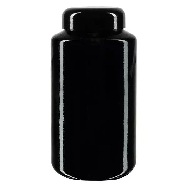 Boîte à col large verre violet 500ml, avec couvercle noir