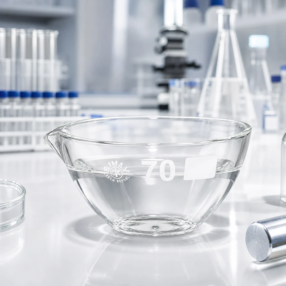 Capsule d’évaporation 60 ml en verre borosilicate, avec bec verseur Bol de laboratoire ergonomique 60ml avec bec verseur pratique en verre borosilicaté incassable ø70mm