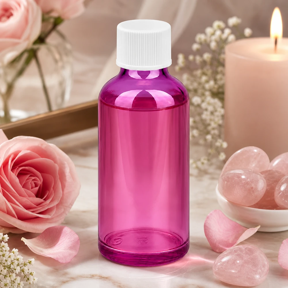 Flacone da 50ml con tappo a vite 11mm bianco standard PurpleLine UT18/50 Pratico flacone in vetro viola da 50 ml con tappo di sicurezza per l'utilizzo in movimento