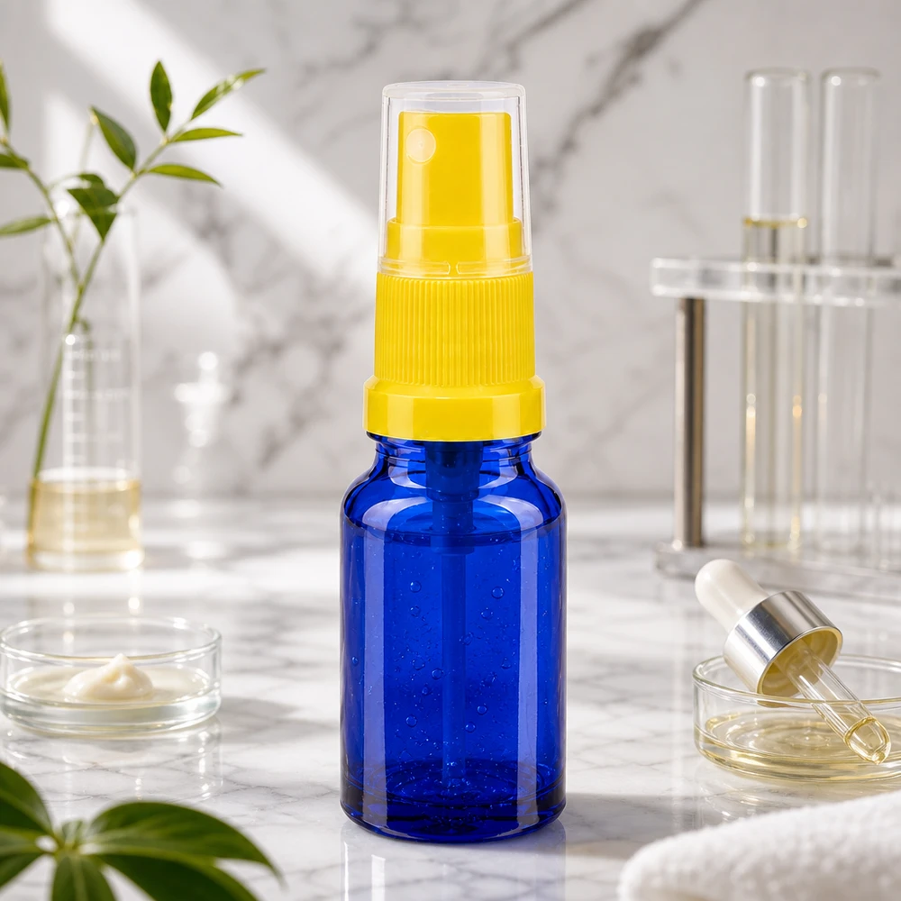 10ml Sprayflasche gelb/transparent Standardverschluss BlueLine UT18/10 Nachfüllbare 10ml Glassprayflasche mit feinem Sprühnebel BlueLine UT18 10 für Naturkosmetik