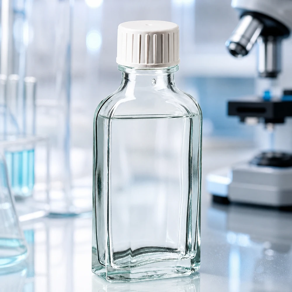 Kompakte Schraubverschlussflasche 50 ml klar mit Gießring für Flüssigkeiten und Öle