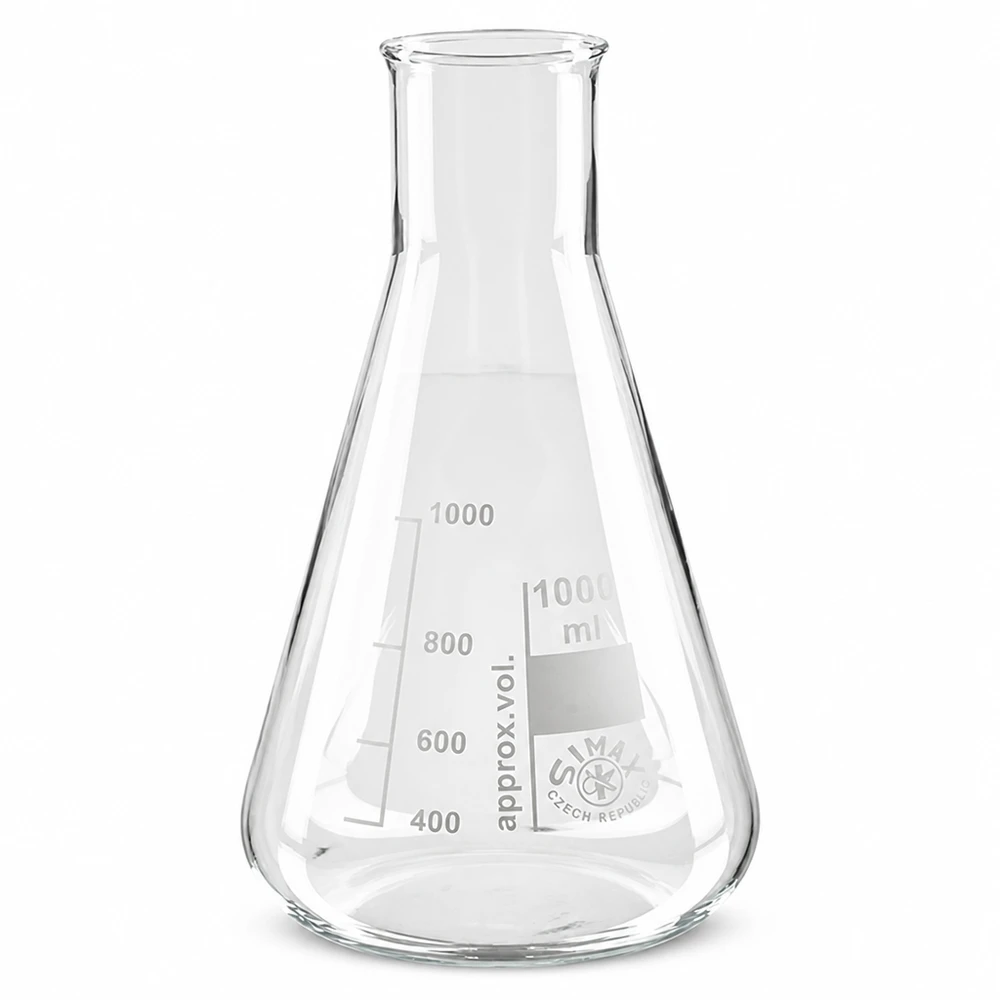 Erlenmeyer 100ml col large, verre borosilicate Petit erlenmeyer de 100ml à col large pour un remplissage facile