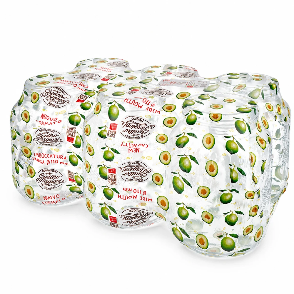 Due barattoli Quattro Stagioni da 3000 ml con motivo avocado e coperchi a vite per la conservazione e lo stoccaggio