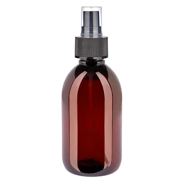 Bottiglia in PET da 250ml con nebulizzatore nero Bottiglia in PET da 250ml con nebulizzatore nero