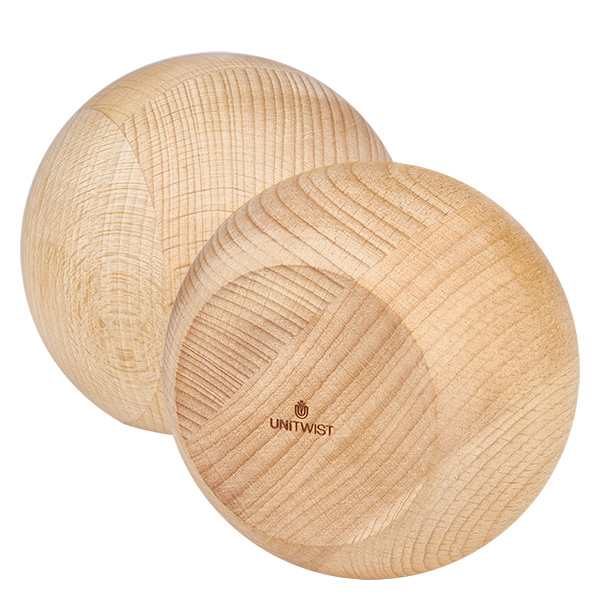 Vaso cilindrico da 1590 ml WECK RR100 con sfera in legno di faggio Tappo a sfera in legno di faggio per vaso WECK 1590ml RR100 - Primo piano delle venature e della finitura del legno naturale