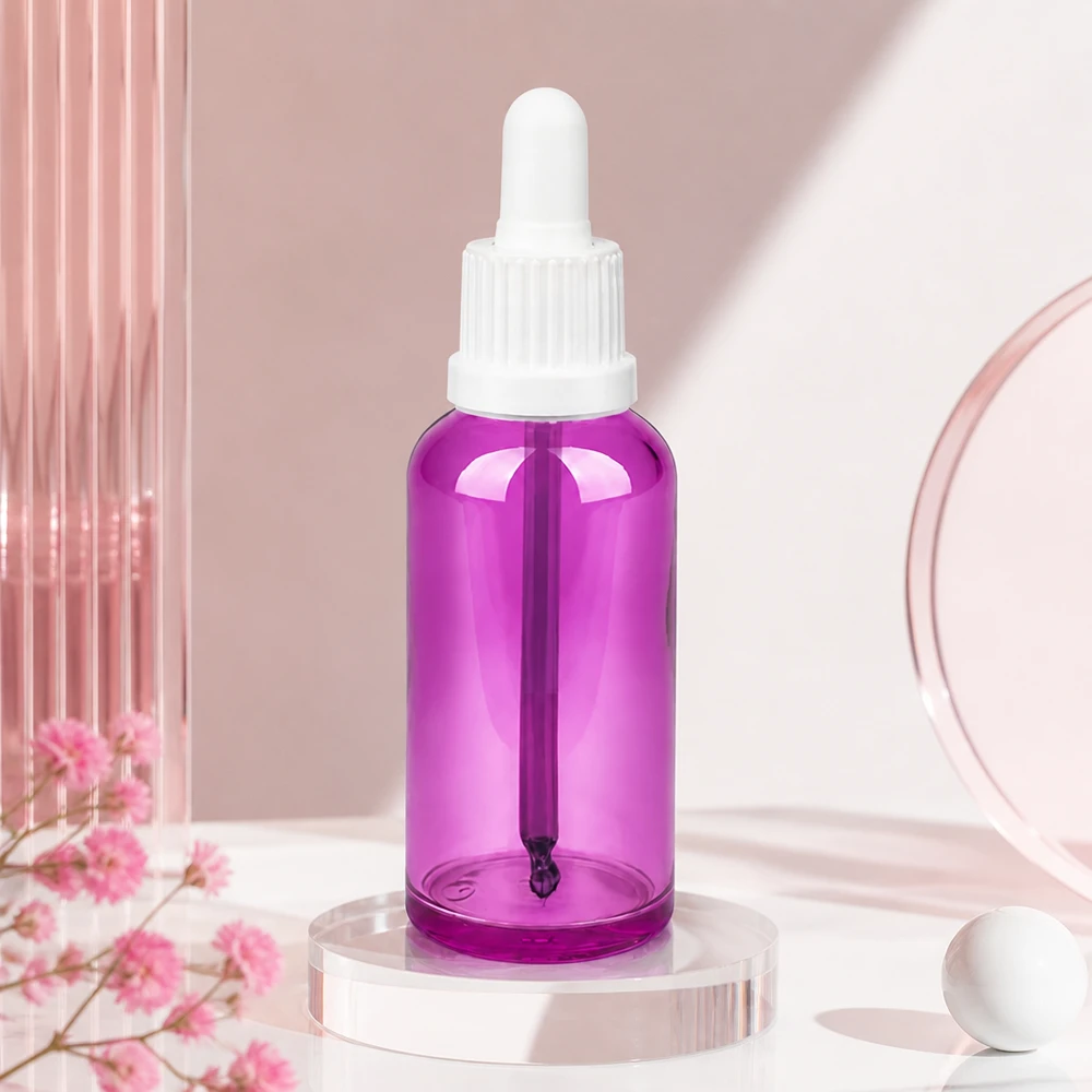 Flacone contagocce viola compatto da 50 ml, perfetto per i viaggi e gli spostamenti