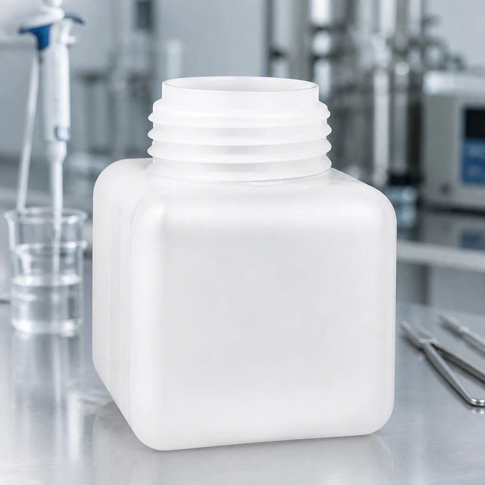 Flacon de stockage robuste en PE-HD, 500 ml, couleur naturelle, à col large, résistant aux acides et aux alcalis