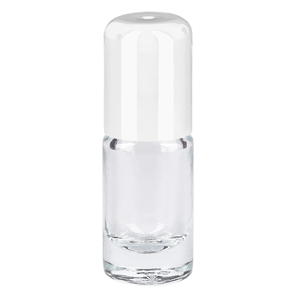 Flacone roll-on trasparente da 5ml STD bianco ApoGlas Flacone roll-on trasparente da 5ml STD bianco ApoGlas