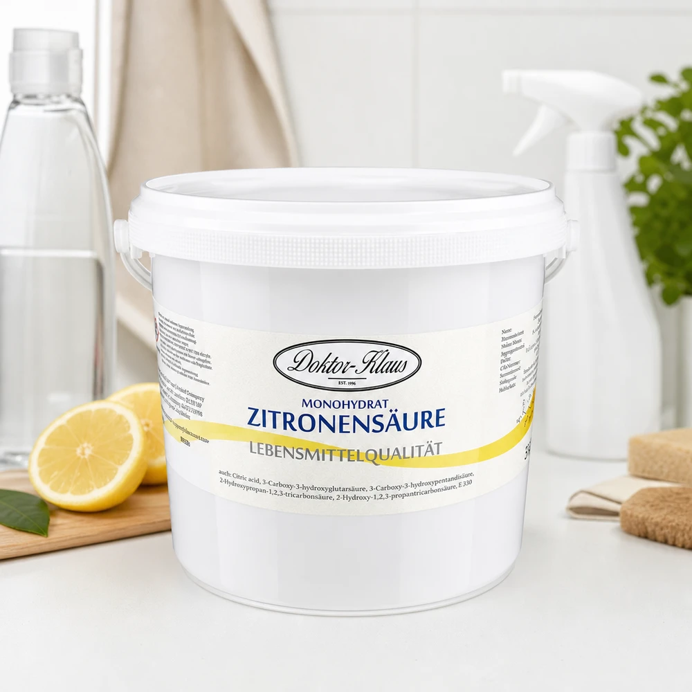 Acido citrico 5kg Doktor-Klaus Acido citrico Doktor-Klaus 5 kg in un secchio di plastica bianca impilabile con coperchio sicuro
