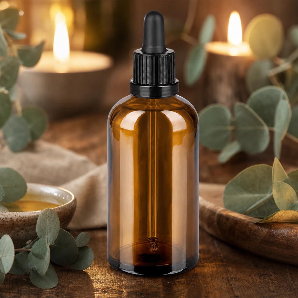 100ml Pipettenflasche schwarz Originalitätsverschluss BrownLine UT18/100 Apothekerflasche 100ml braun mit schwarzem Tropfverschluss für Tinkturen und Extrakte