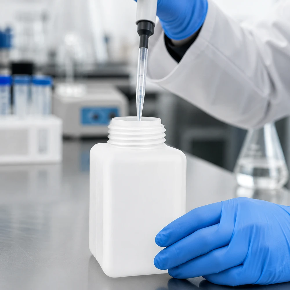 Flacon pour produits chimiques de 1 000 ml en polyéthylène haute densité, pour un stockage en toute sécurité en laboratoire