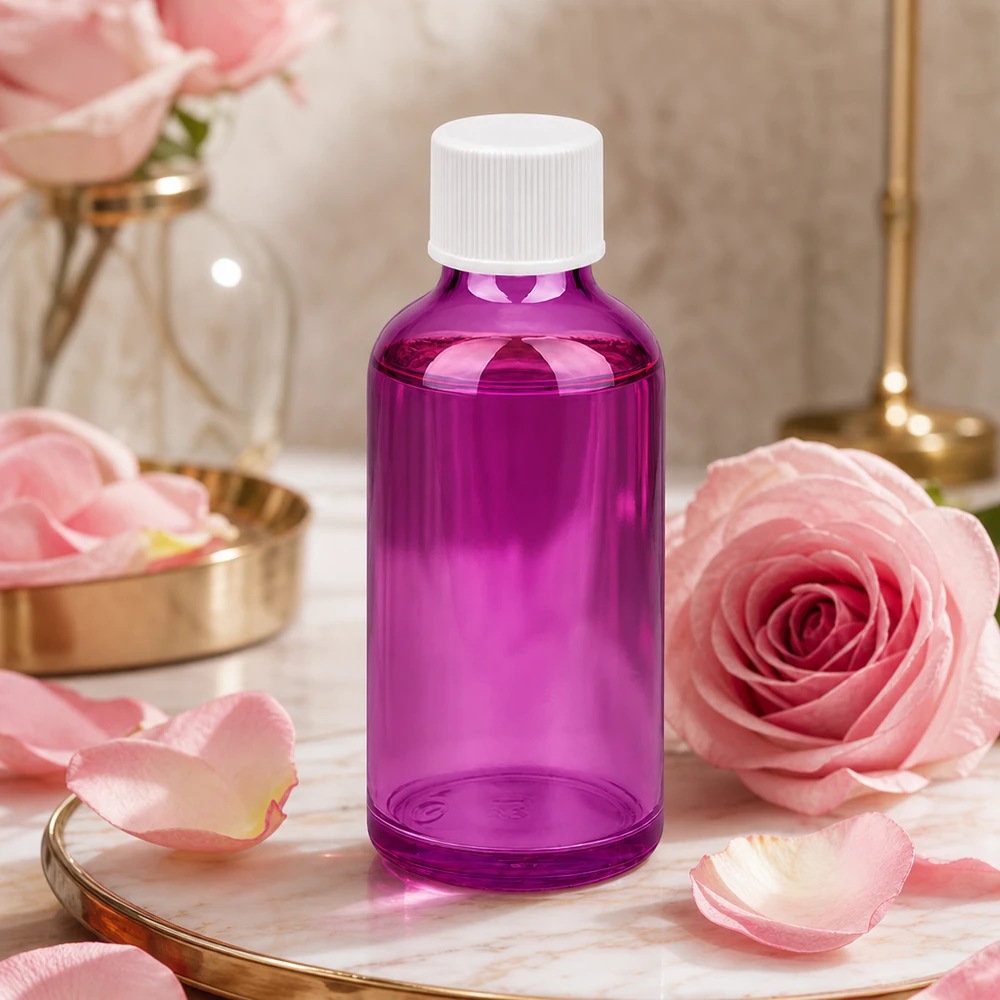 Flacone da 50ml con tappo a vite 11mm bianco standard PurpleLine UT18/50 Flacone premium da 50 ml con tappo bianco, perfetto per prodotti di bellezza di alta qualità