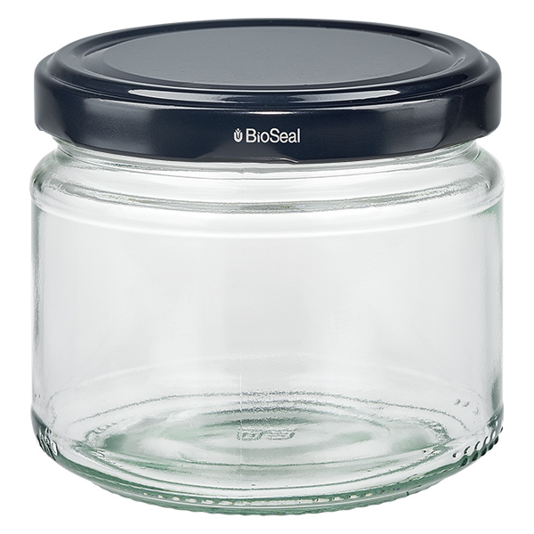 330ml Rundglas + BioSeal Deckel schwarz UNiTWIST
