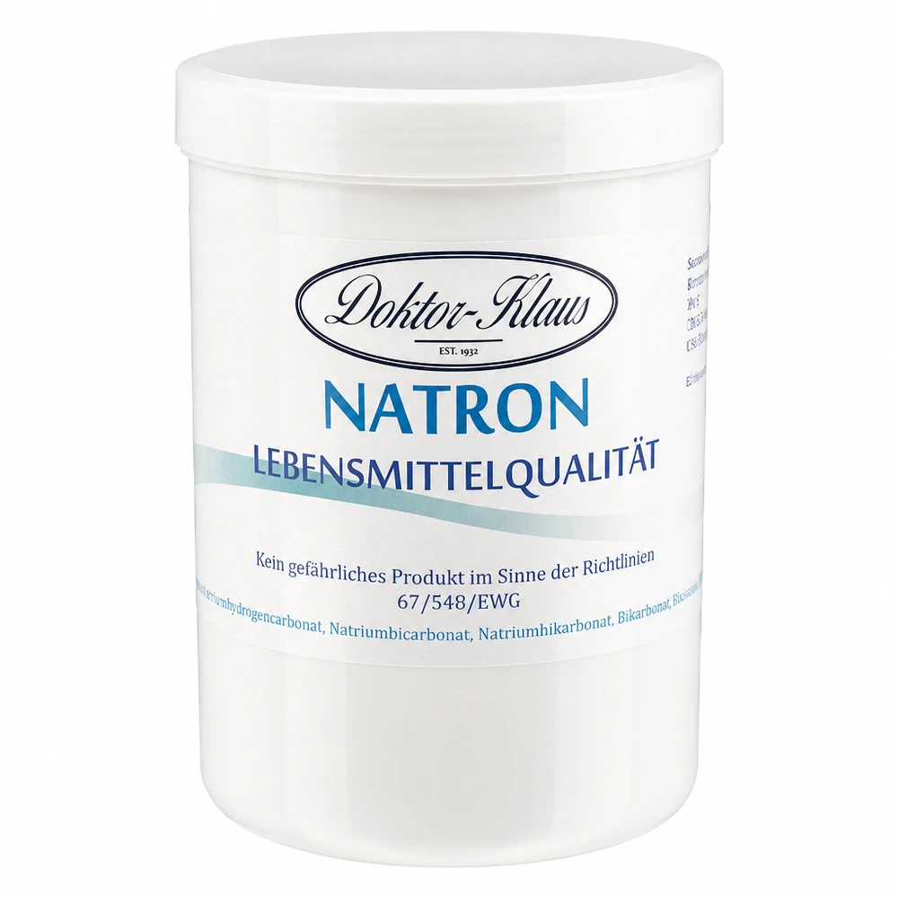 1 kg di bicarbonato di sodio Doktor Klaus Natron 1kg Doktor Klaus Natriumhydrogencarbonat weiße Aufbewahrungsdose