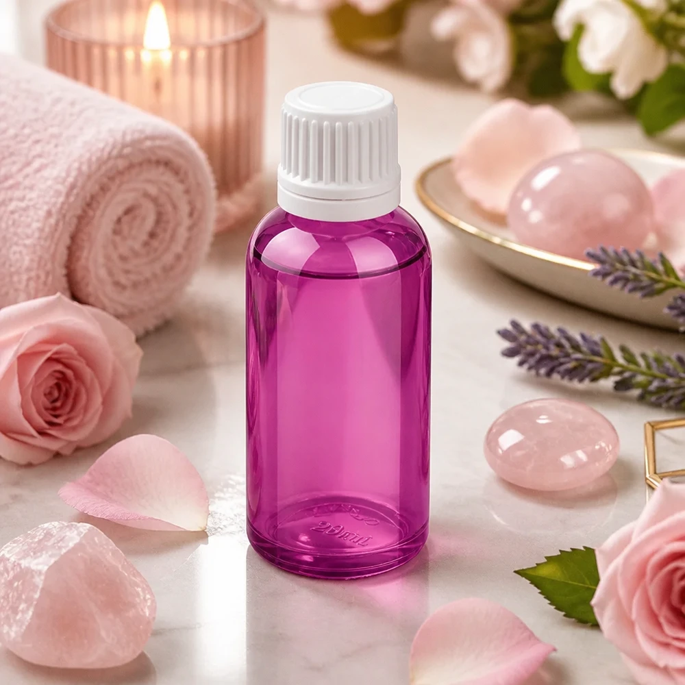 30ml Tropfflasche 0.7mm weiss Originalität Schraubverschlusserschluss PurpleLine UT18/30 30ml Glas Tropfflasche in trendigem violett mit weißem Verschluss für DIY Kosmetik