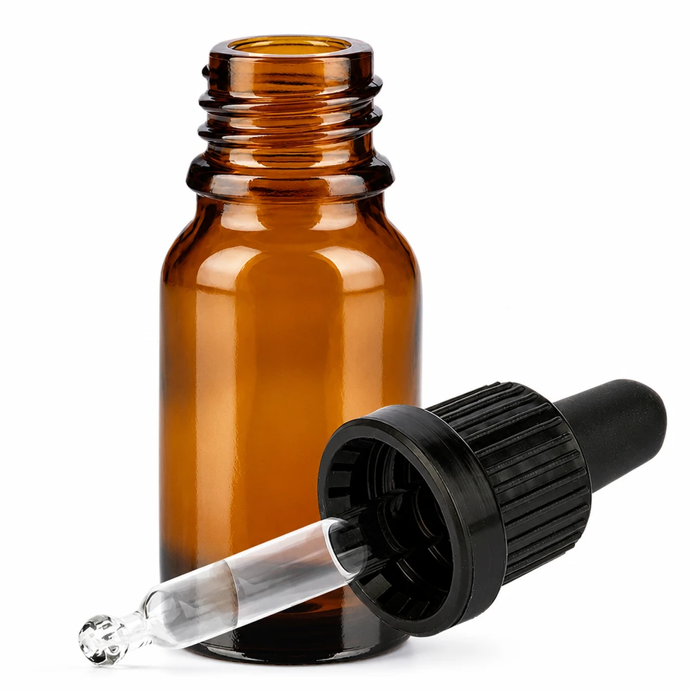 10ml Pipettenflasche schwarz Originalitätsverschluss BrownLine UT18/10 Hochwertige Braunglasflasche 10ml mit kindersicherem Verschluss für pharmazeutische Anwendungen