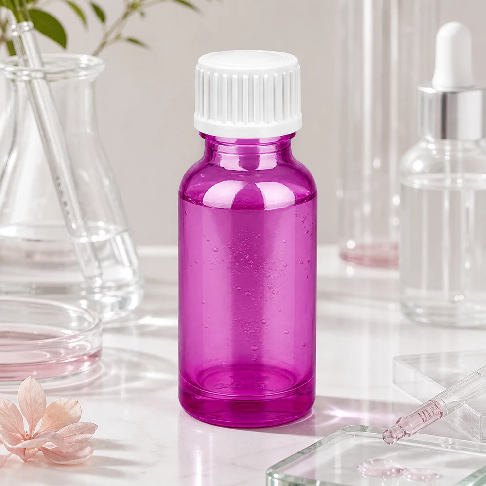 20ml (Globuli)Flasche 3mm Giessring weiß Standard PurpleLine.UT18/20 Professionelle 20ml Glasflasche in Purple für DIY-Kosmetik und homöopathische Mischungen
