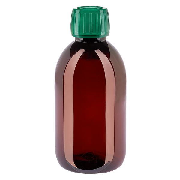PET Flasche 250ml mit grünem Verschluss Originalitätsverschluss