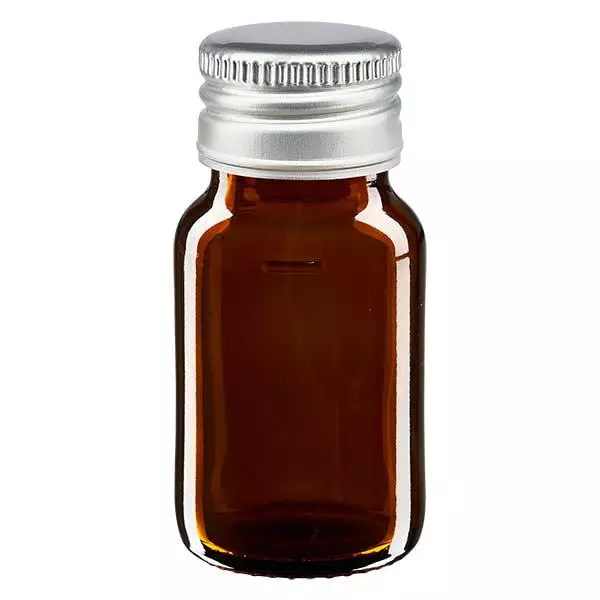 Flacon médical de 30ml brun avec bouchon en aluminium argenté Flacon médical de 30ml brun avec bouchon en aluminium argenté