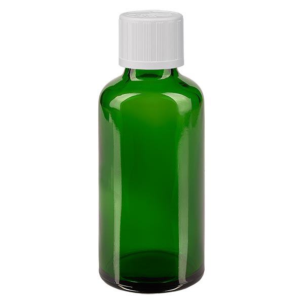 Apothekenflasche grün 50ml Schraubverschluss weiß Kindersicherung Standard