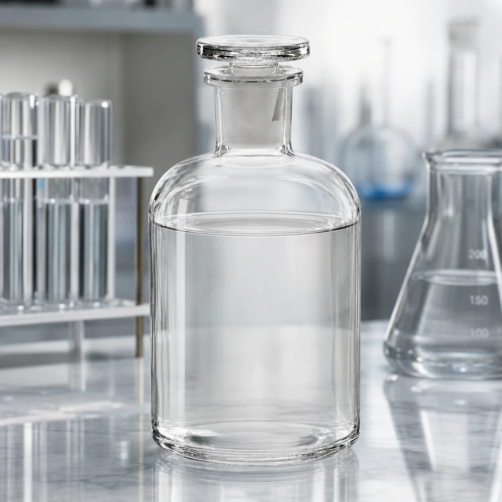 Rundschulterflasche 500ml klar Enghals Glasstopfen Durchsichtige Rundschulterflasche 500ml Enghals mit Glasstopfen für Lösungsmittel
