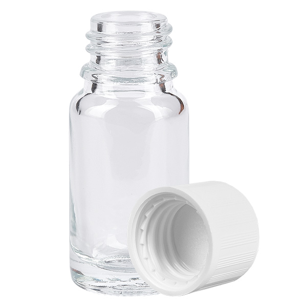 10ml Flasche 11mm Schraubverschluss weiß Standard Kindersicherung ClearLine UT18/10