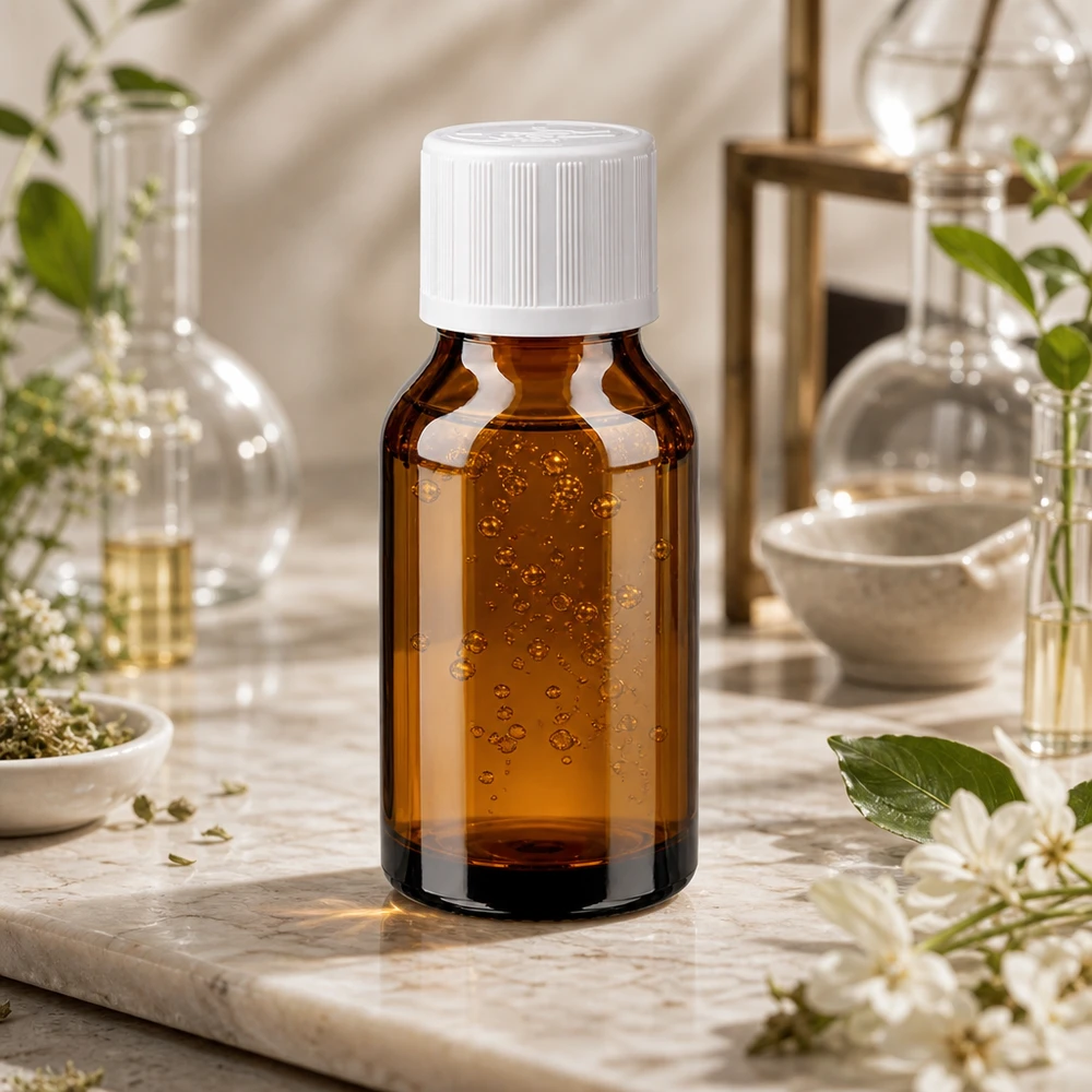 Apothekenflasche braun 15ml Schraubverschluss weiß Kindersicherung Standard Medizinische Tropfflasche 15ml in Braunglas mit weißem kindersicheren Schraubdeckel