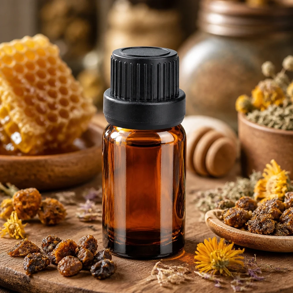 Flacone in vetro ambrato di alta qualità da 5 ml con protezione UV e tappo a vite nero per cosmetici naturali