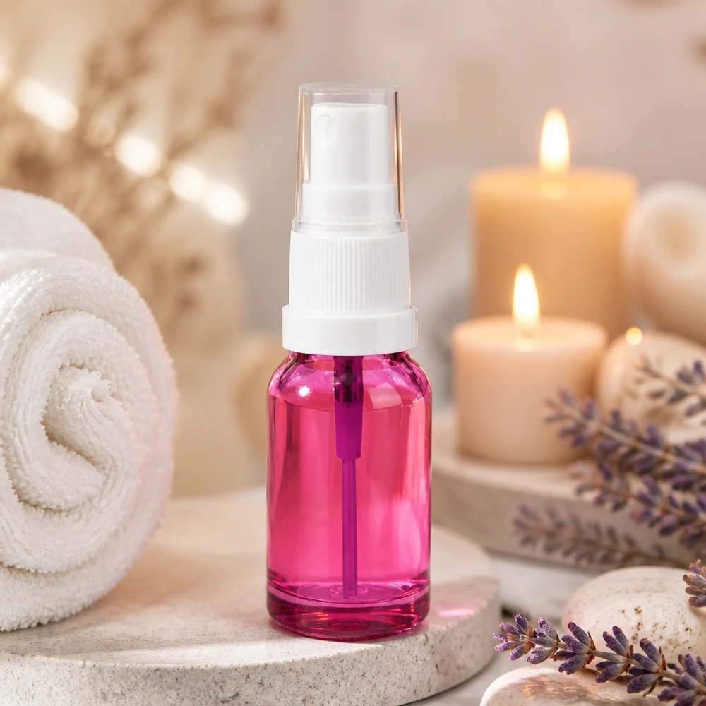 10ml Sprayflasche weiss/transparent Standard PurpleLine UT18/10 10ml Sprühflasche aus robustem Glas in Purple-Ton perfekt für professionelle Kosmetikprodukte