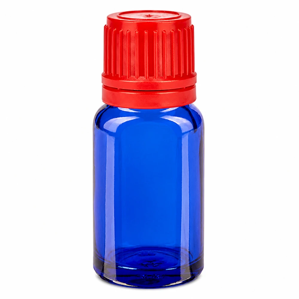 Flacon 10ml 11mm SV rouge OV BlueLine UT18/10 Flacon SV compact de 10 ml bleu vif avec bouchon rouge contrastant