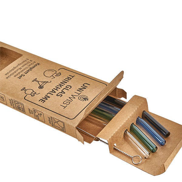 Set di cannucce in vetro colorate con punte morbide UNiTWIST Set di cannucce in vetro colorate con punte morbide UNiTWIST