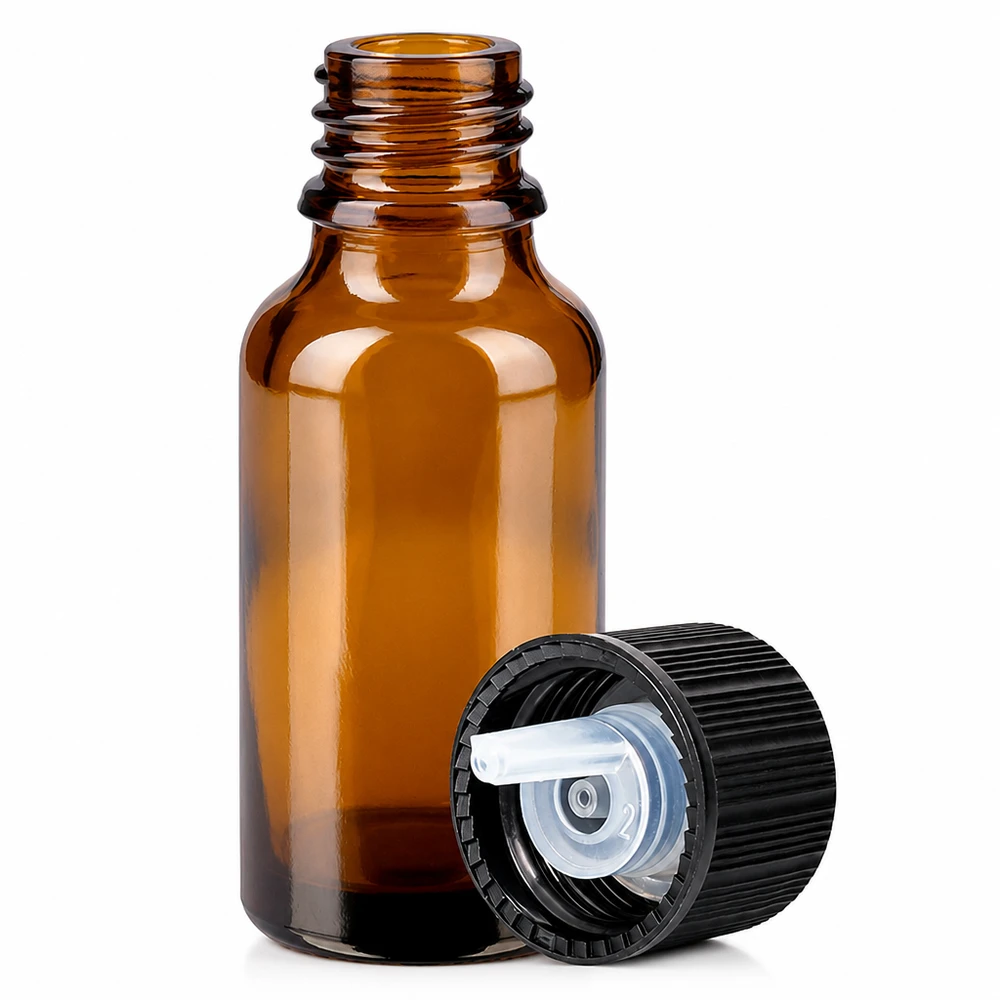 Flacon compte-gouttes de 20ml. 1mm noir STD BrownLine UT18/20 Flacon compte-gouttes standard 20ml en verre foncé avec compte-gouttes pratique 1mm